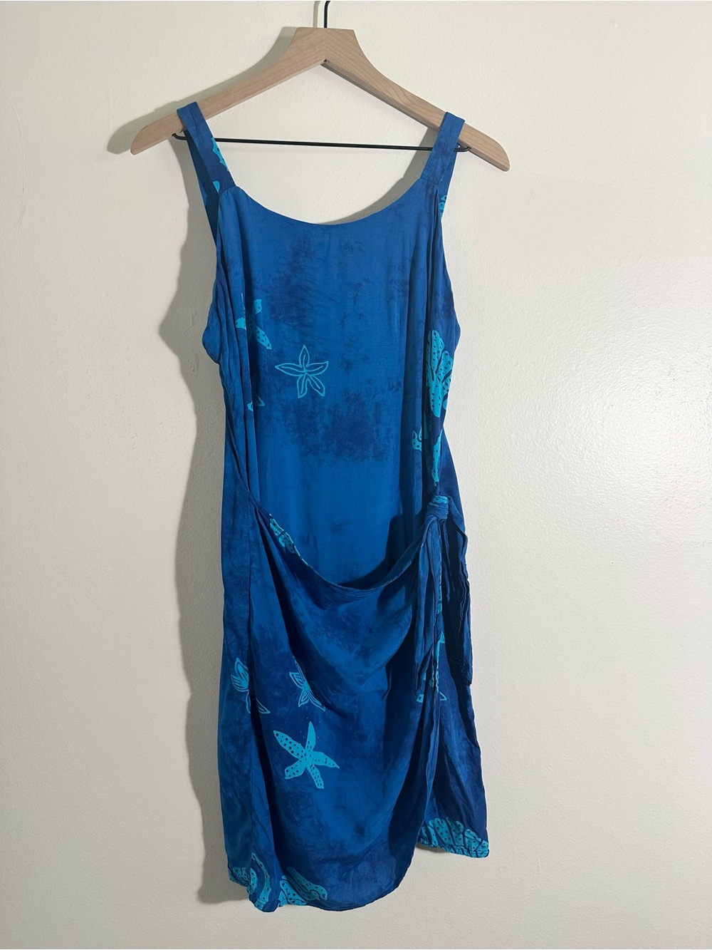 Bali Batiks - Blue Starfish Print Tie Waist Sundress